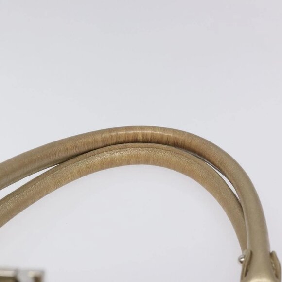 Salvatore Ferragamo Gancini Hand Bag Leather Gold Auth am7952 - Picture 8 of 16